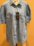 Very wrinkled lightweight denim top