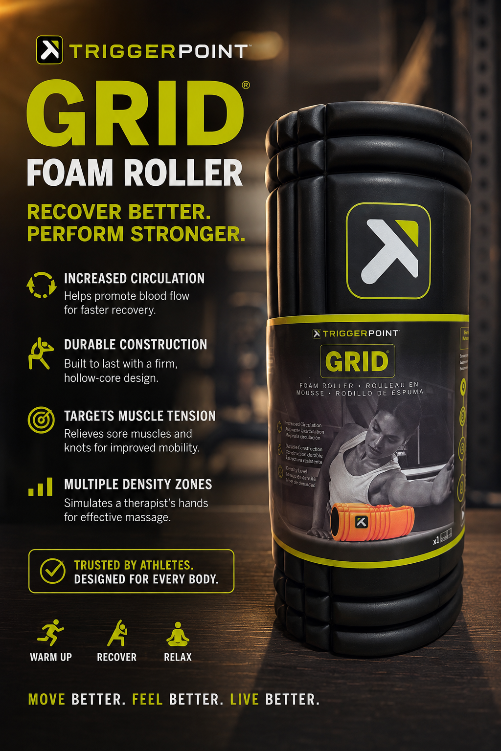 Trigger point grid foam roller