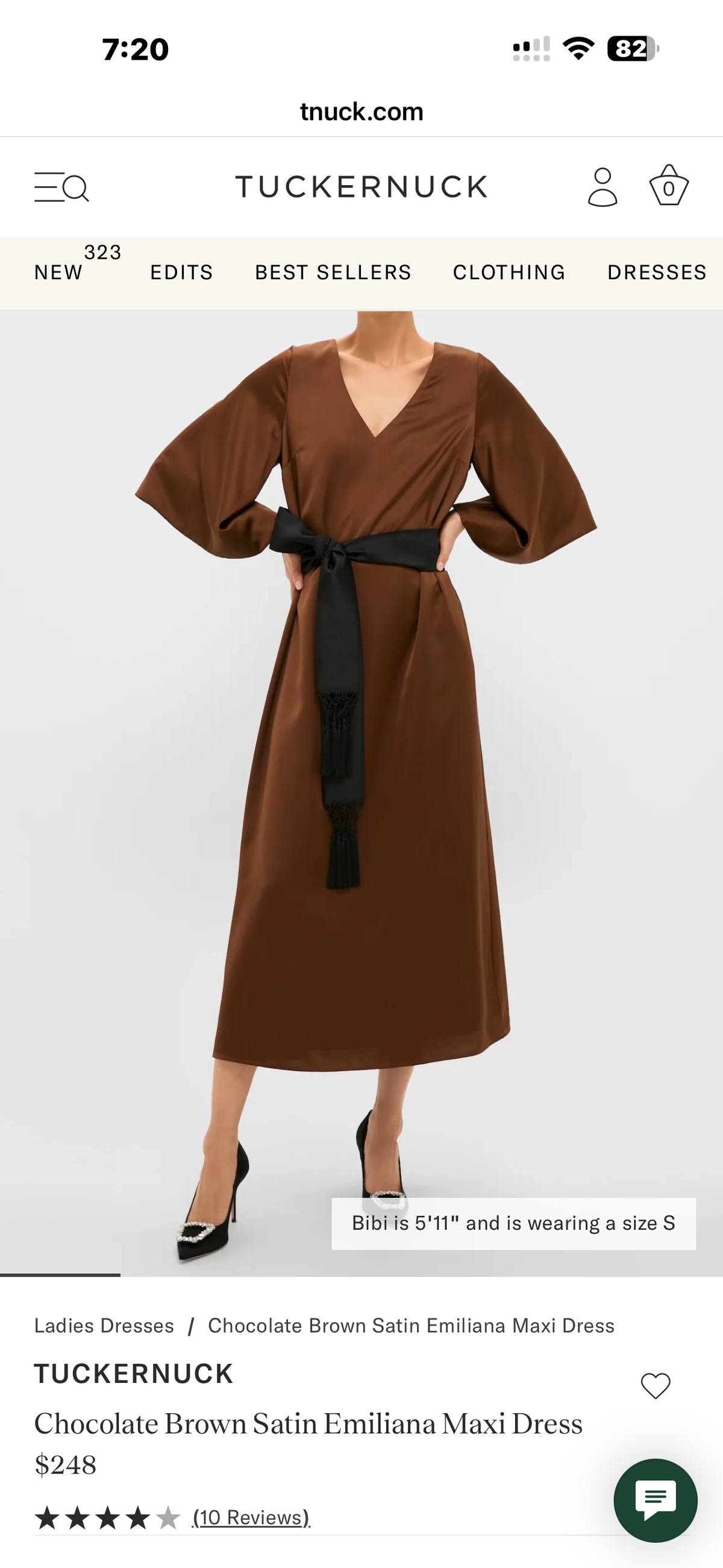 Chocolate brown satin Tucker nut maxi dress